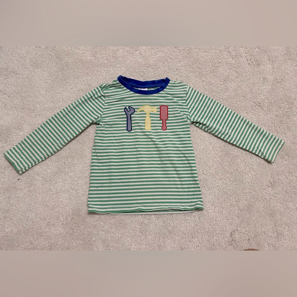 Cool Striped Tool Appliqué Tee with Long Sleeves